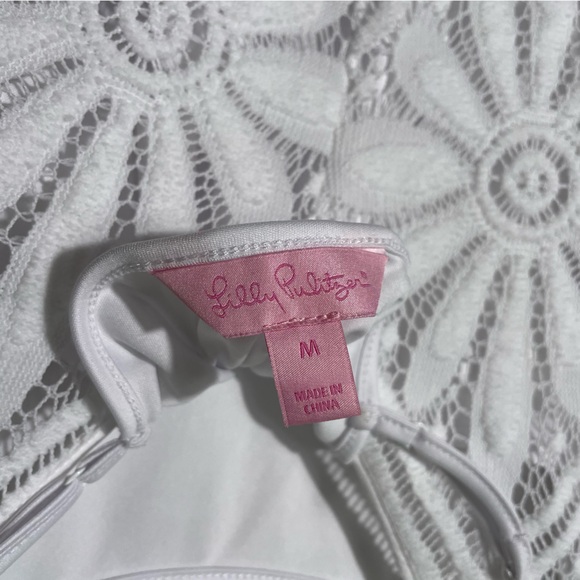 Lilly Pulitzer White Crochet Lace Shift Dress with Pom Trim - Picture 7 of 7